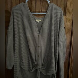 Tan waffle knit shirt with know detail